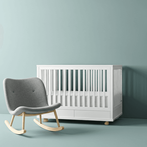 Premium minimalist baby nursery crib with cashmere and linen textures